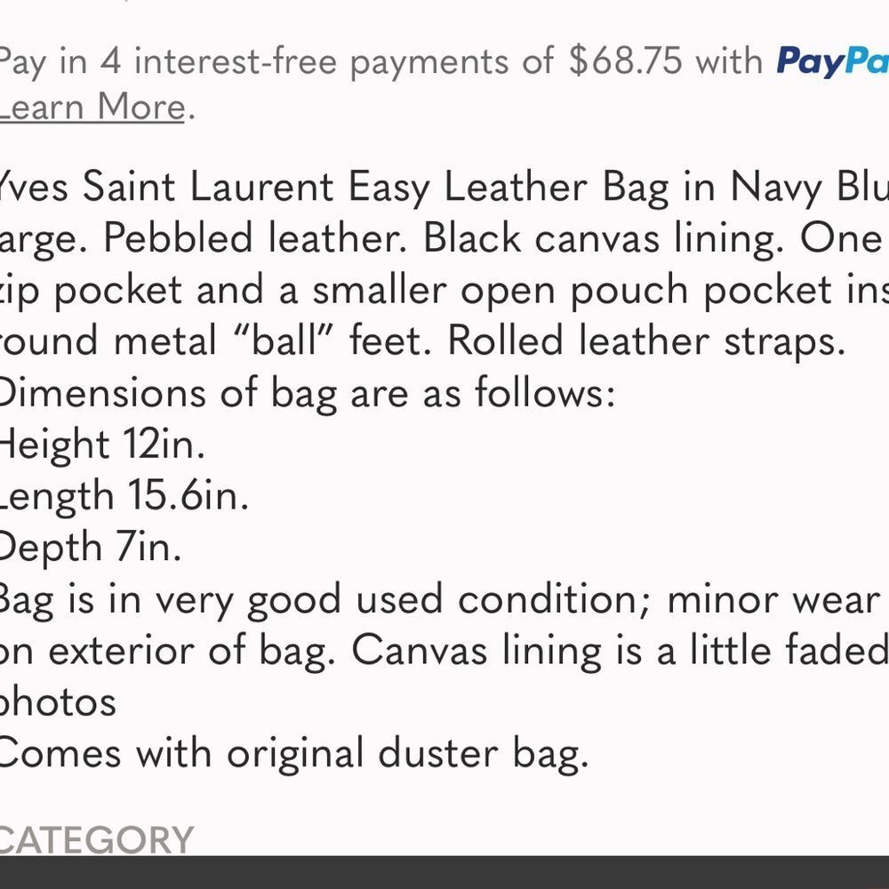 YSL Yves Saint Laurent Pebbled Leather Easy Shoulder Carry All Purse Bag LARGE - Picture 13 of 13